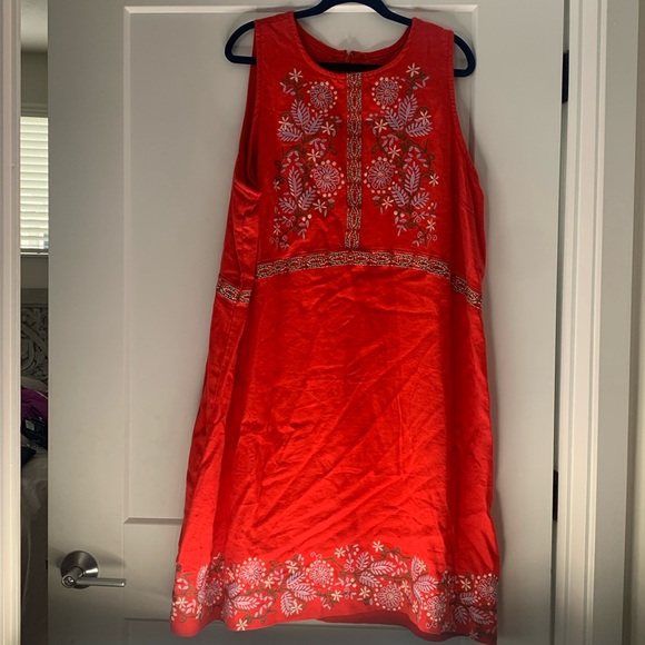 A+Anthropologie plus Red/Rogue Linen Dress Size 20W with Linning - Picture 1 of 14